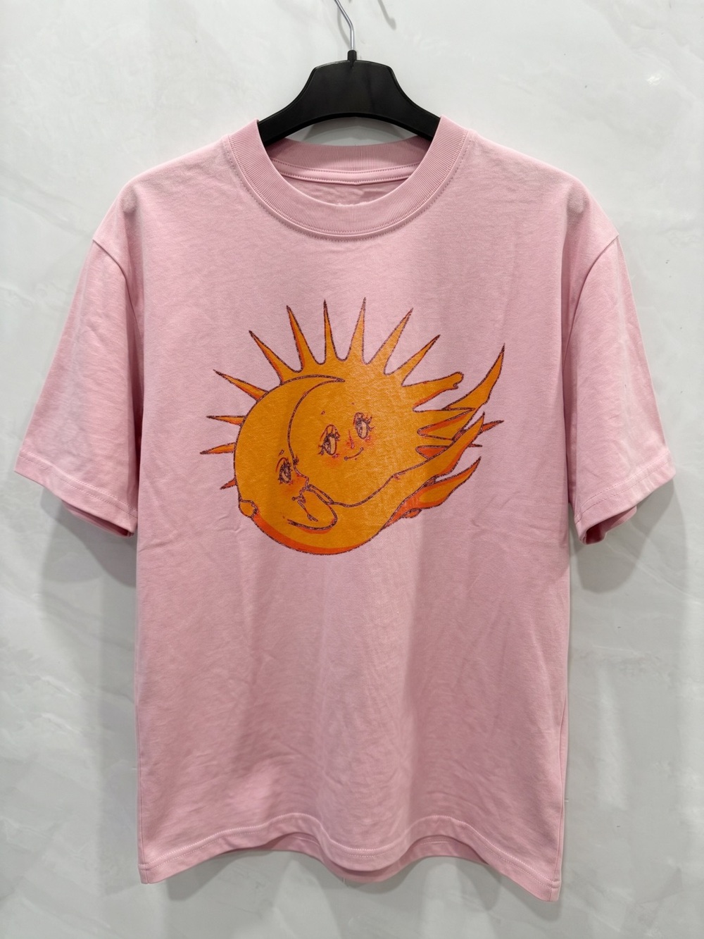 Gildan Pink Short Sleeve Tee with Orange Sun Graphic